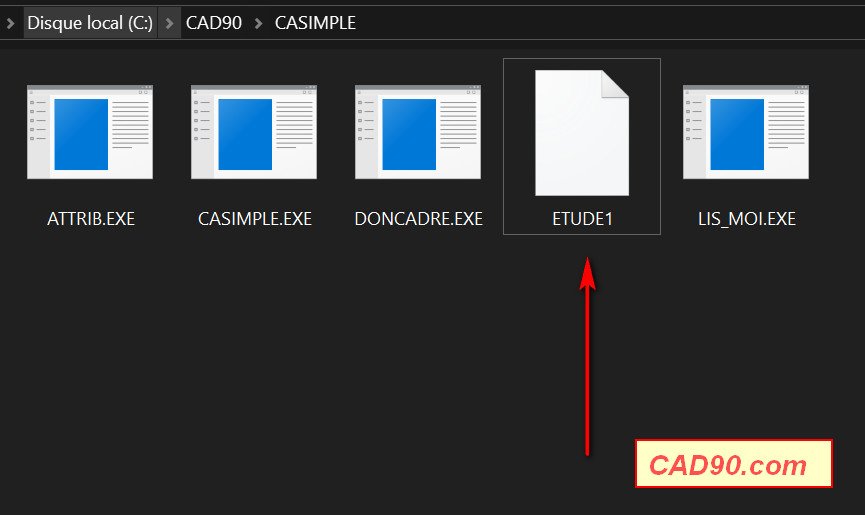 CAD90 — génération du fichier de calcul dans le répertoire CASIMPLE