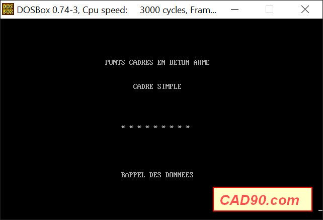 CAD90 — affichage du projet CASIMPLE avec les données d'entrée