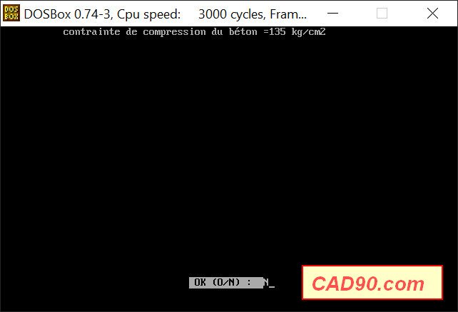 Saisie de la contrainte de compression du béton dans CAD90