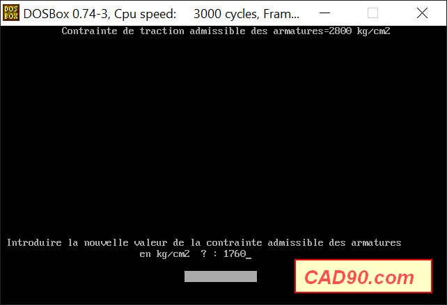 Saisie de la contrainte de traction des armatures dans CAD90